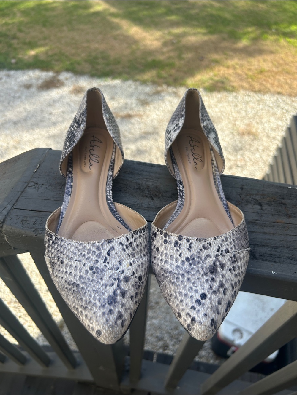 Snake print mules flats